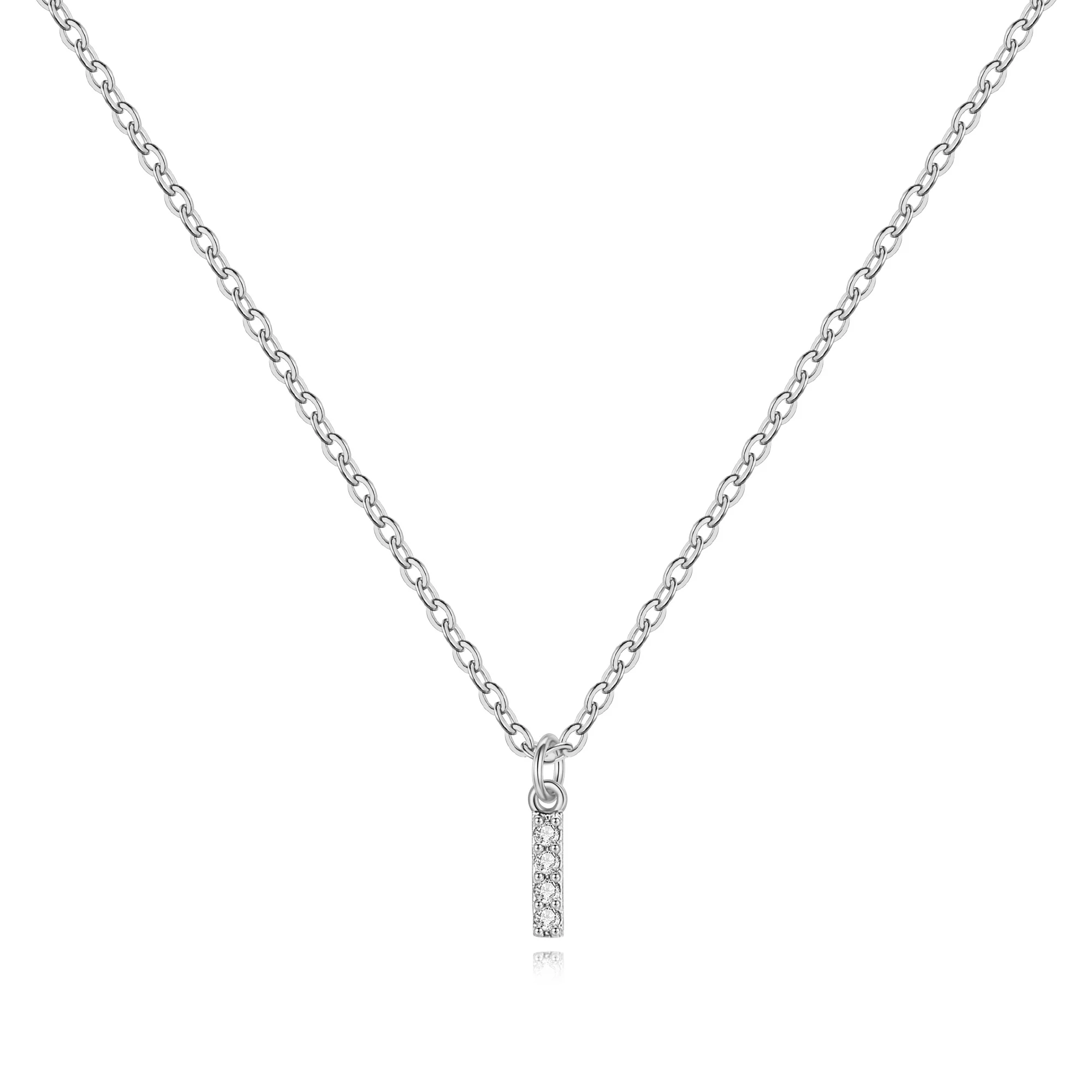 Sterling Silver Pavé Uppercase Initial Necklace