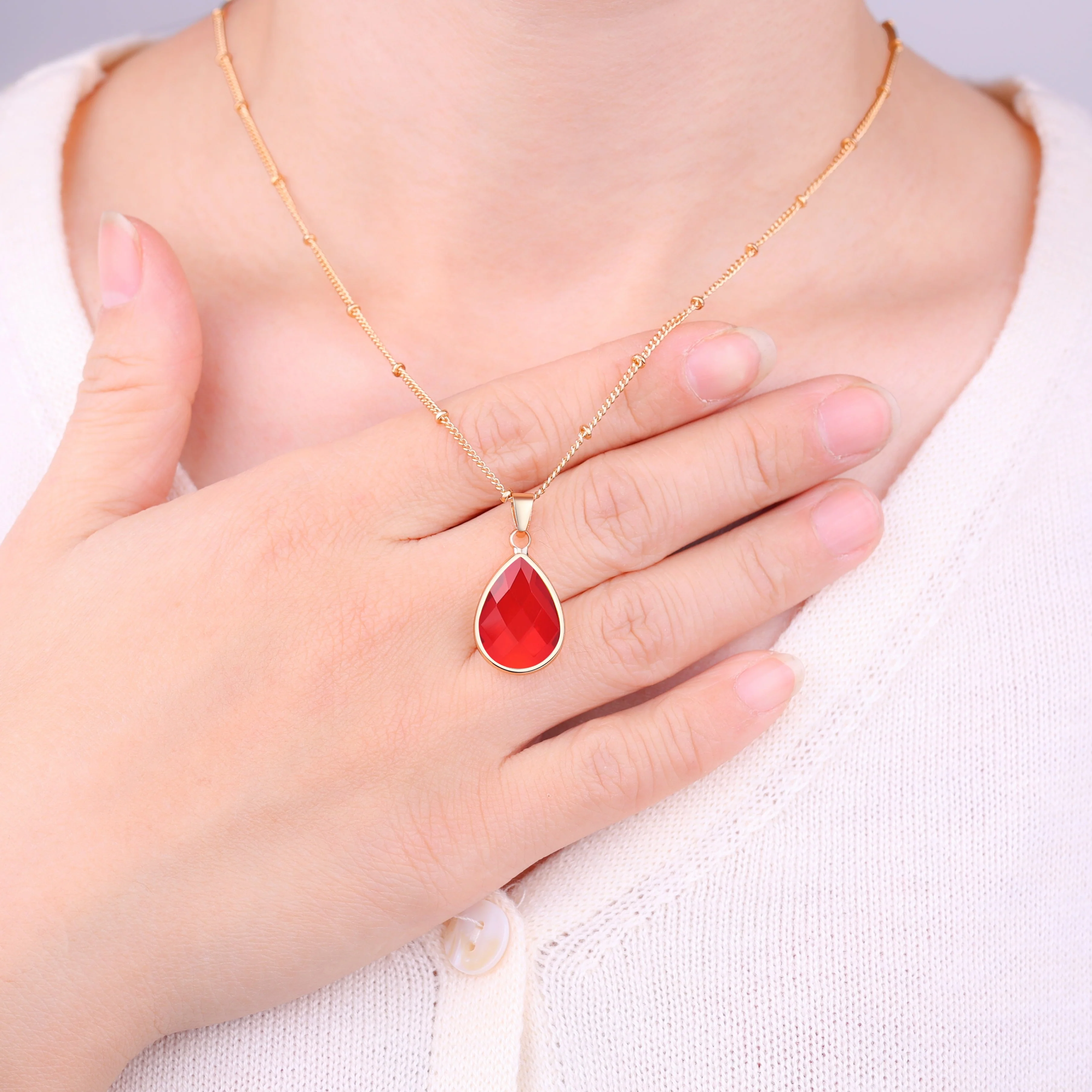 Birthstone Drop Pendant Necklace