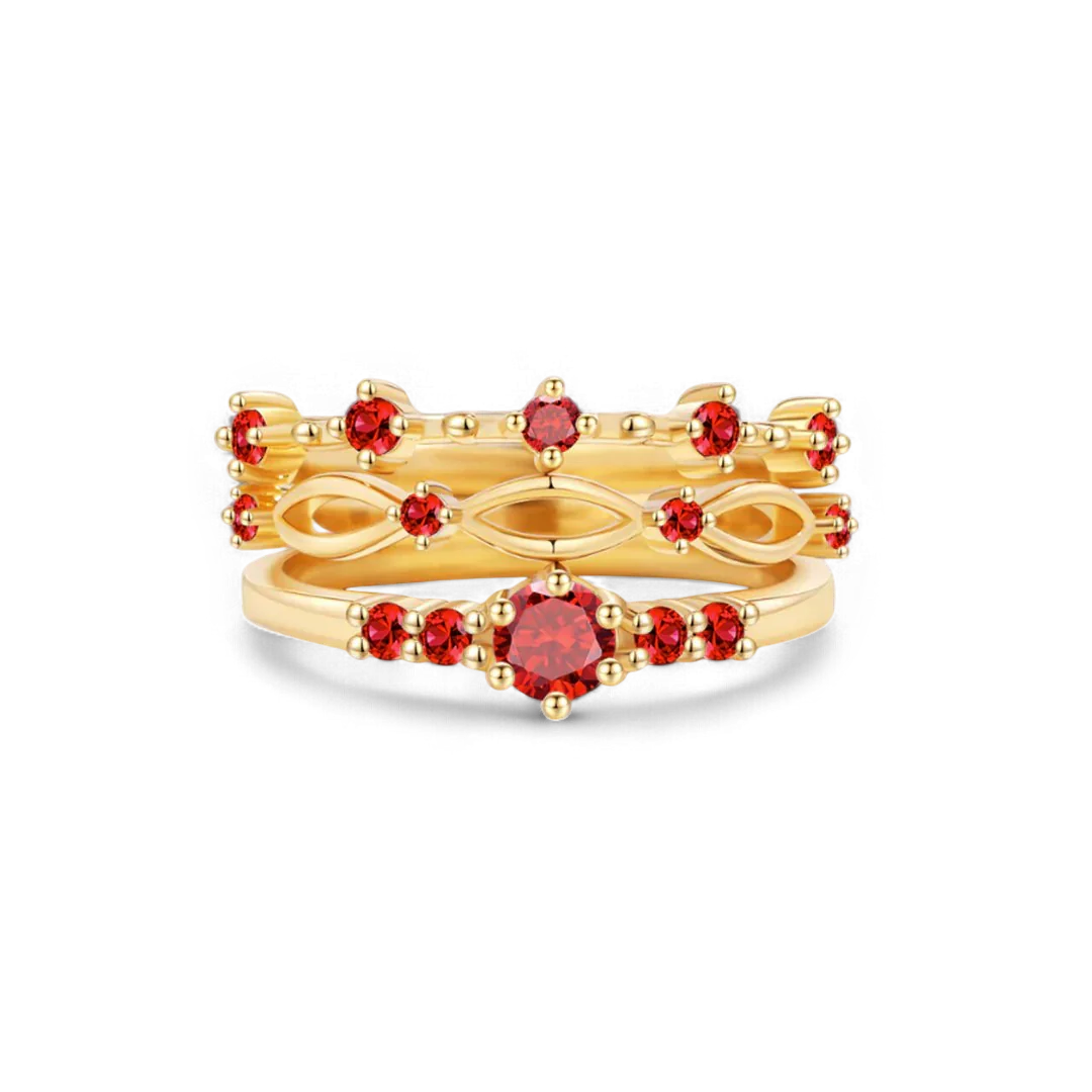 Braided Birthstone Stacking Ring Set