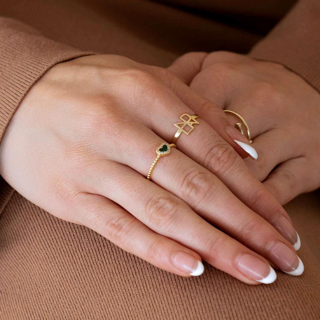 Tiny Gemstone Heart Stacking Ring