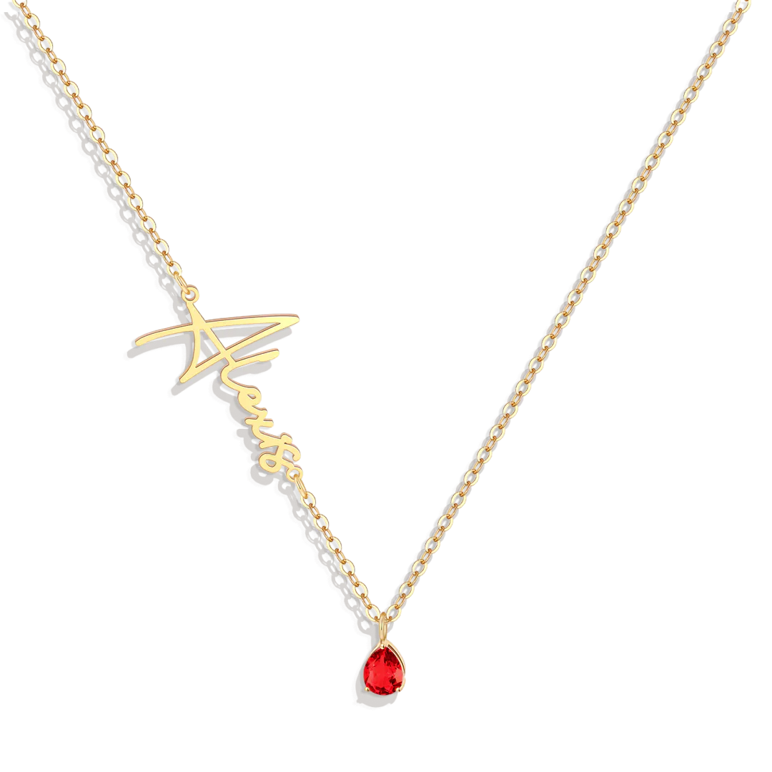 Handmade Birthstone Name Necklace