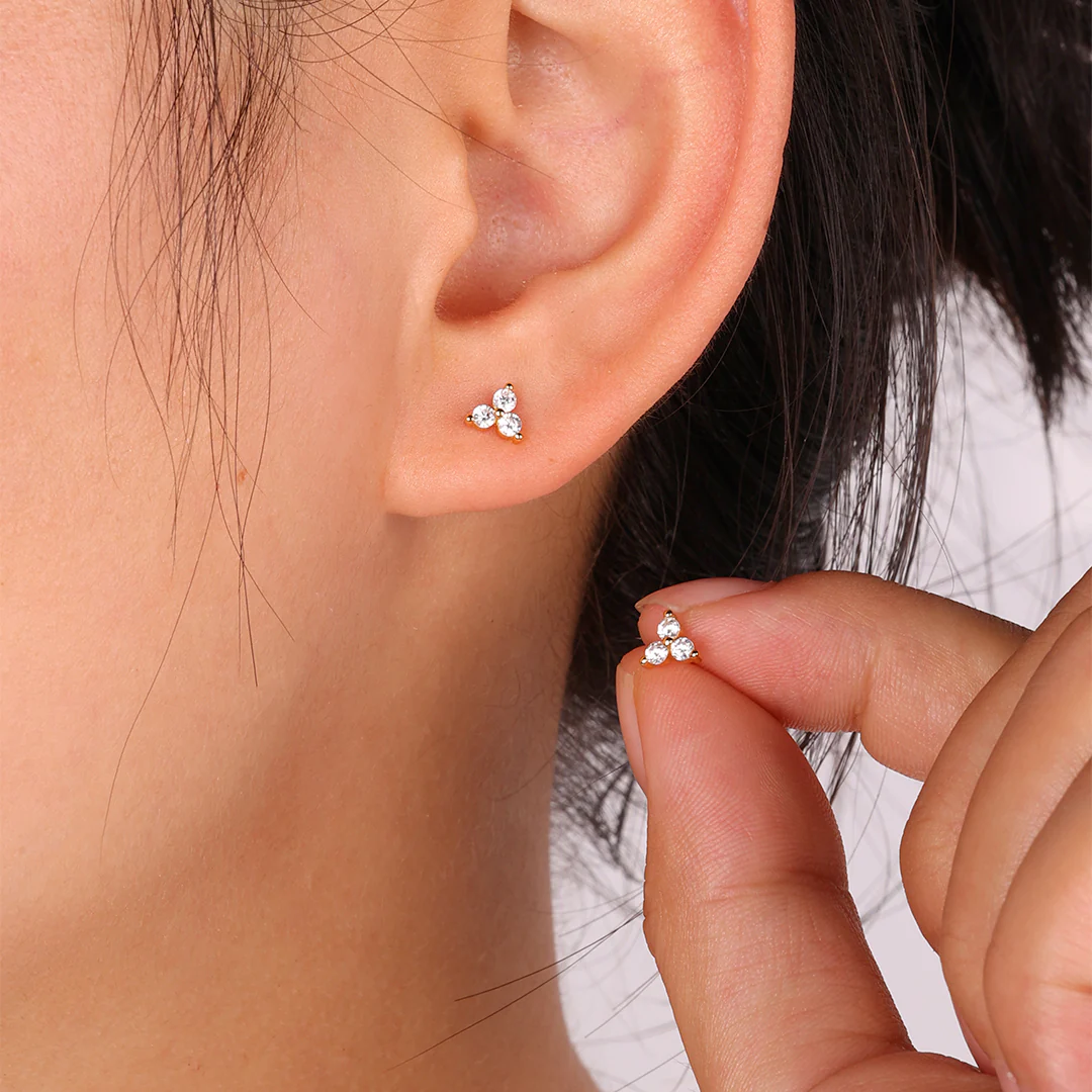 Trinity Birthstone Stud Earrings