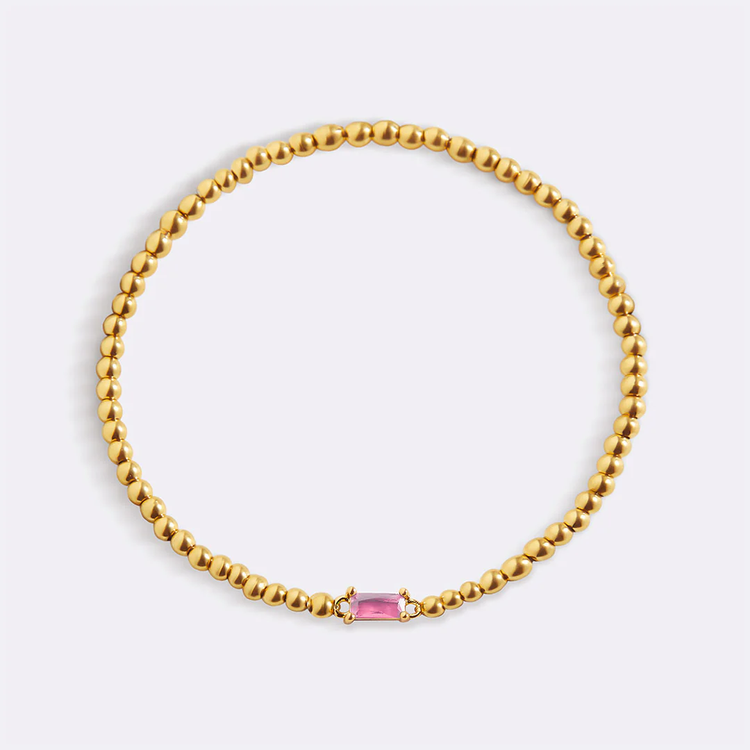 Gold Beaded Birthstone Bracelet