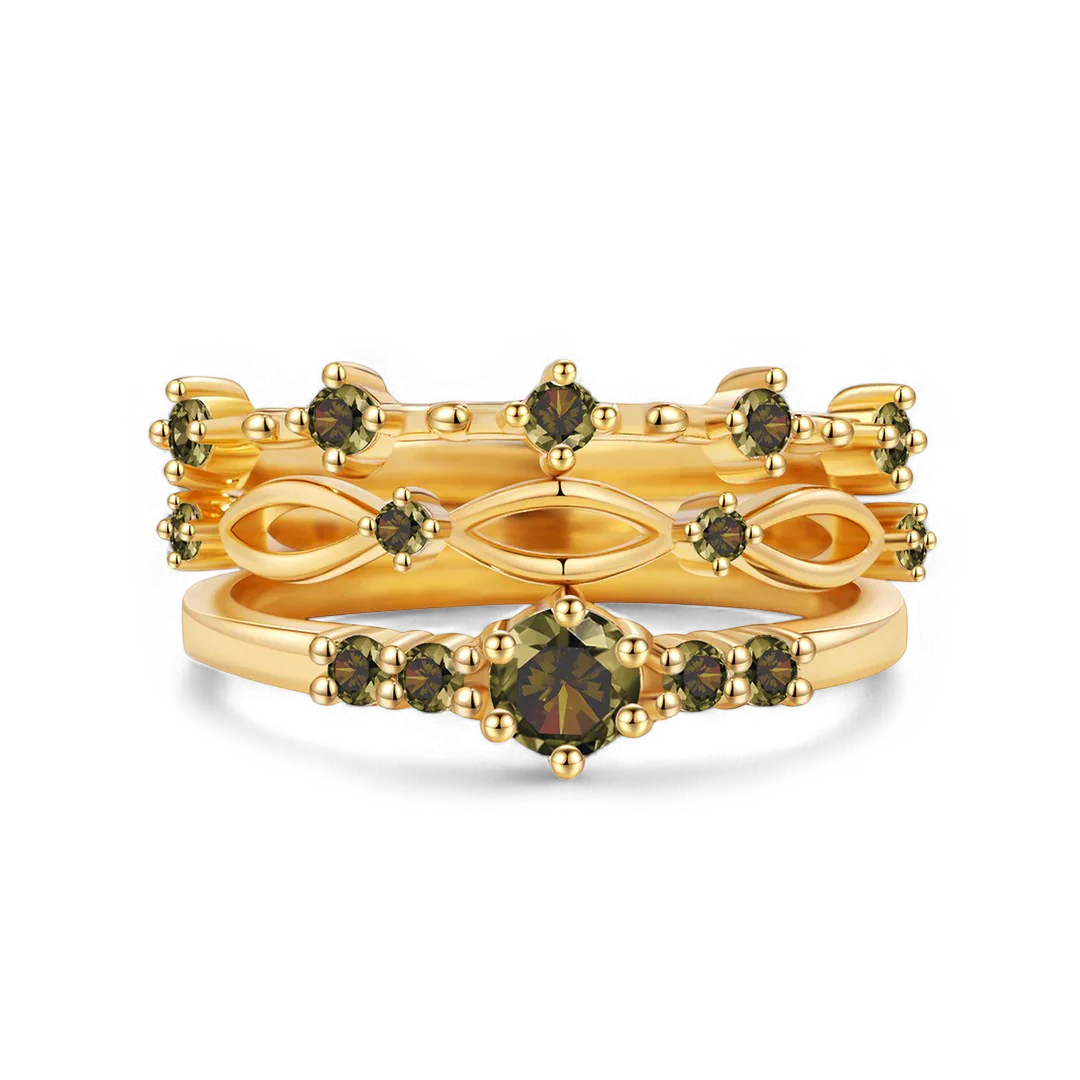 Braided Birthstone Stacking Ring Set