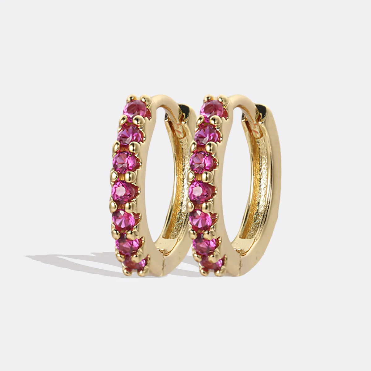 Gemstone Sleeper Huggie Hoop Earrings