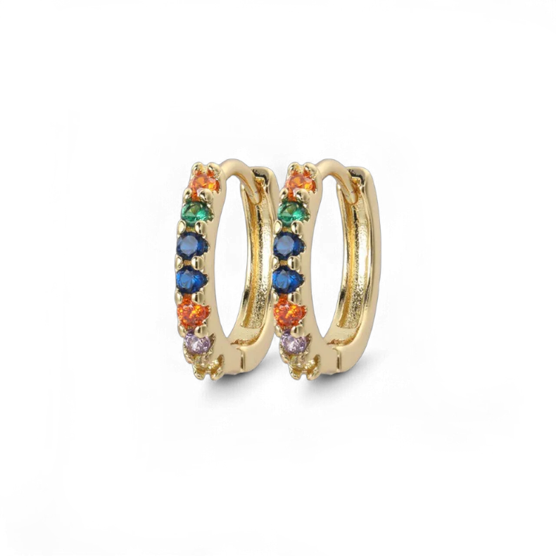 Gemstone Sleeper Huggie Hoop Earrings