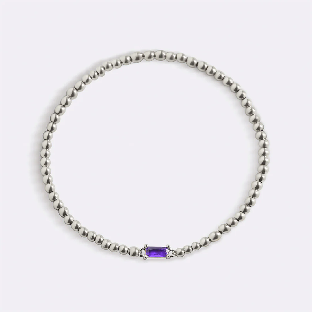 Sterling Silver Beaded Birthstone Bracelet