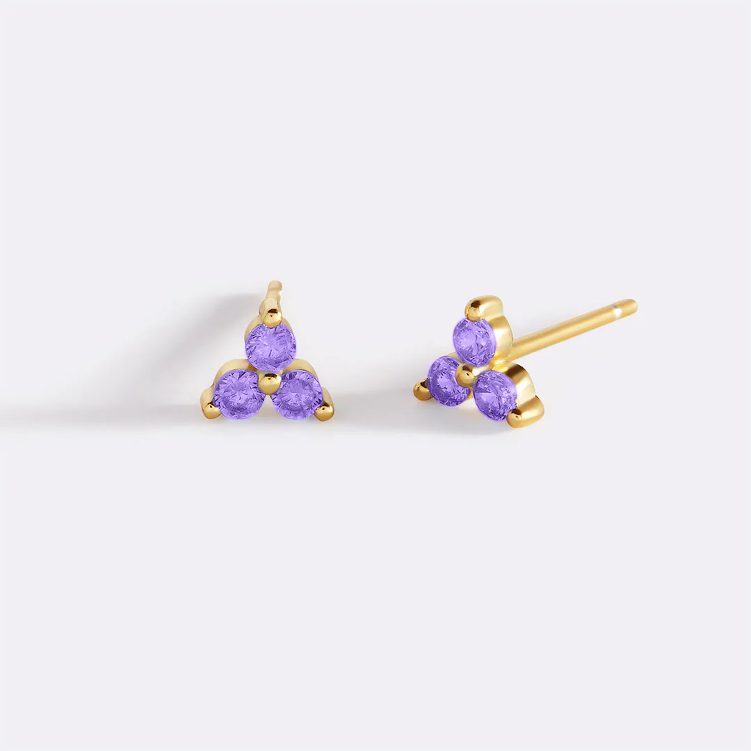 Trinity Birthstone Stud Earrings