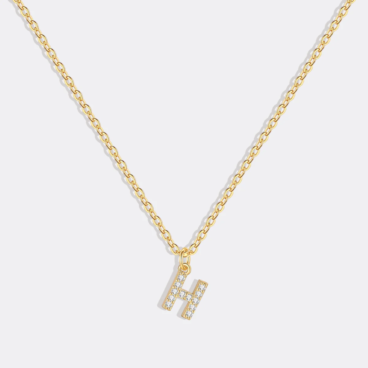 Gold Pavé Uppercase Initial Necklace
