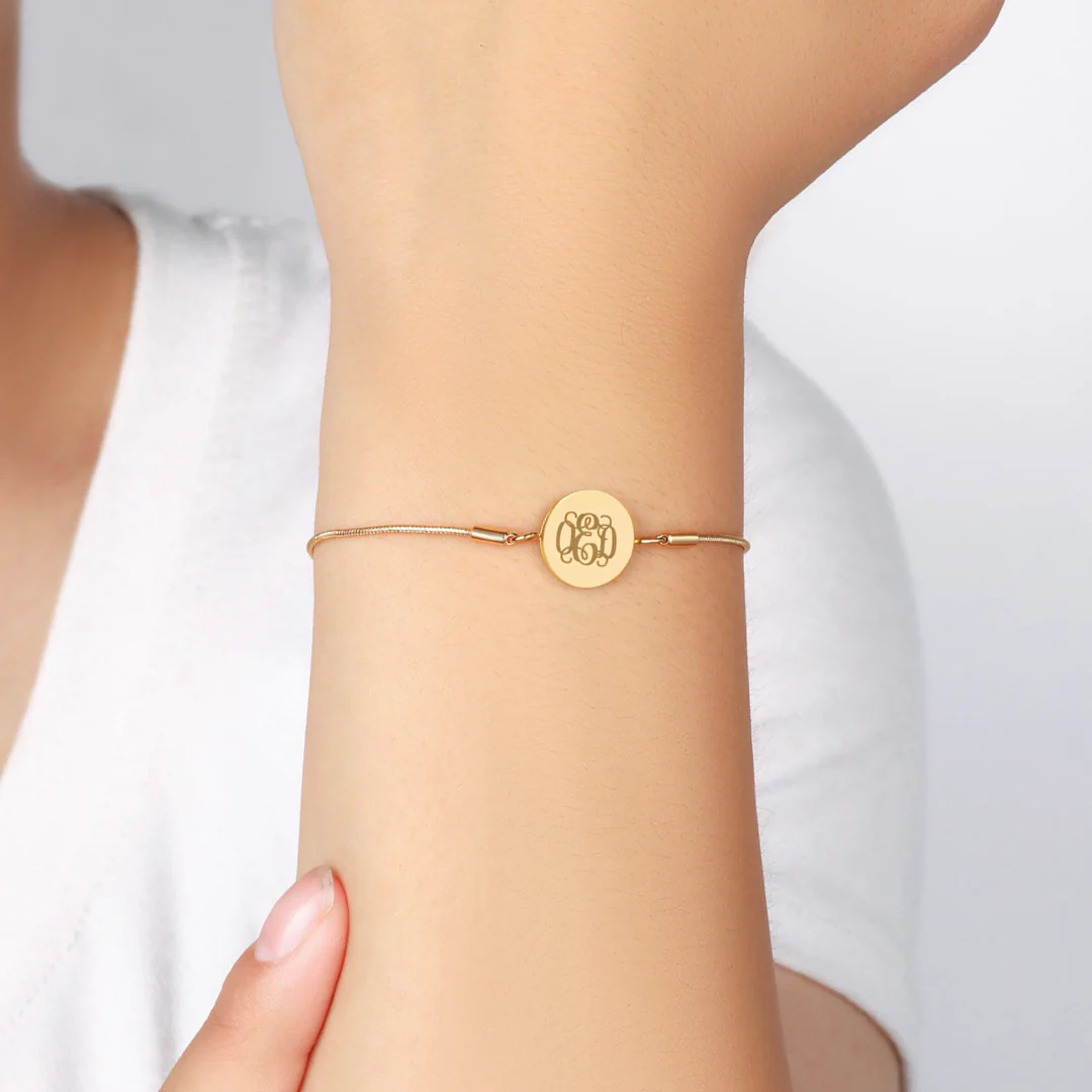 Monogram Initial Disc Bracelet