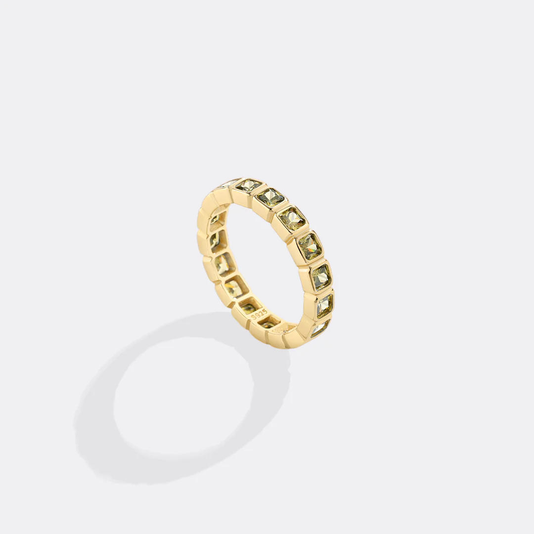 Asscher Cut Birthstone Eternity Ring