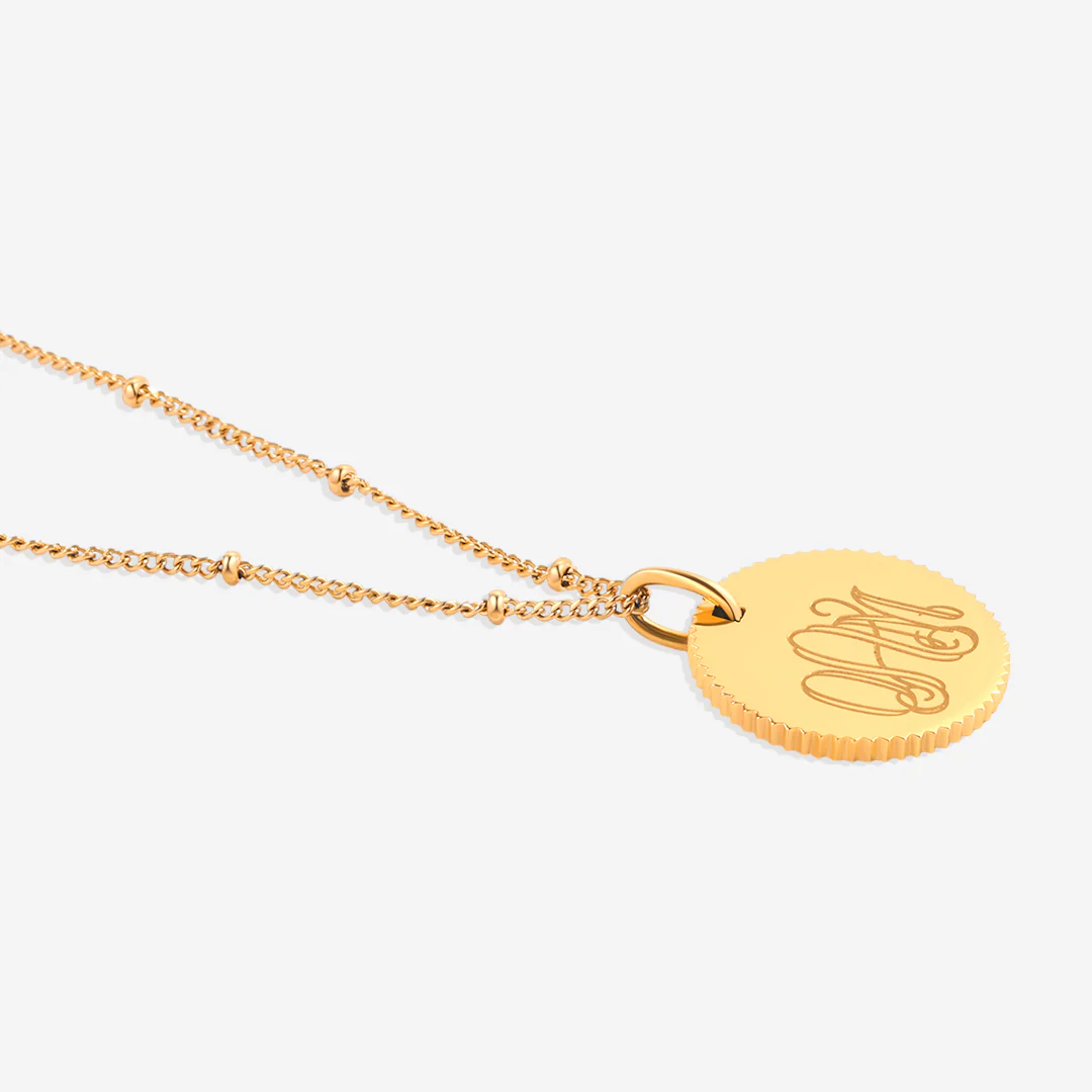 Monogram Scalloped Medallion Pendant Necklace