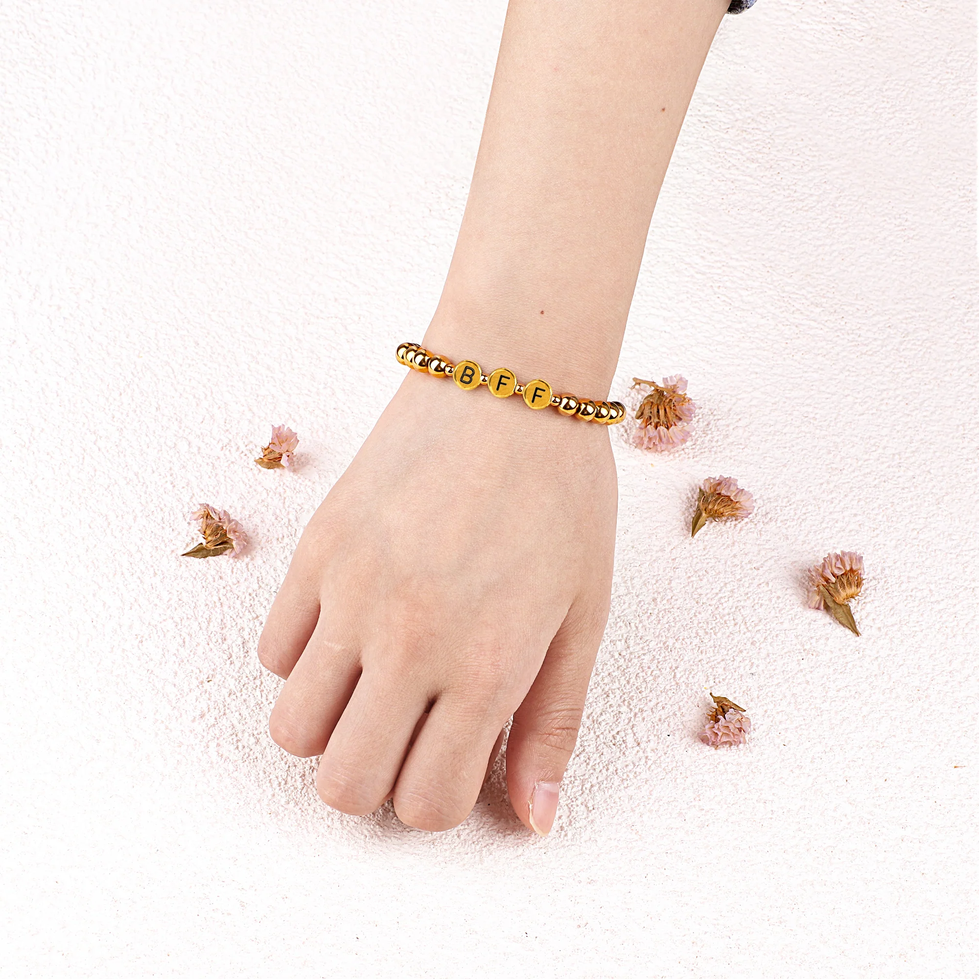 Custom Gold Beaded Name Bracelet