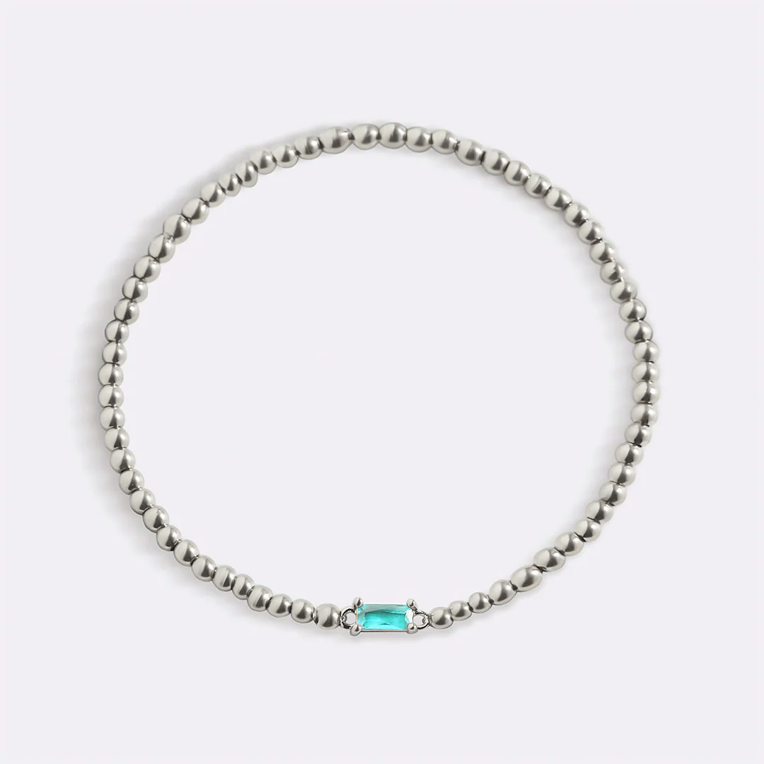 Sterling Silver Beaded Birthstone Bracelet