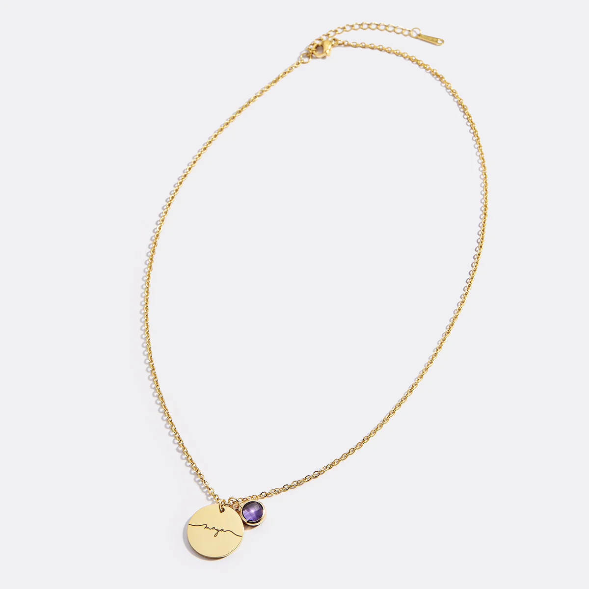 Monogram Script Birthstone Name Necklace