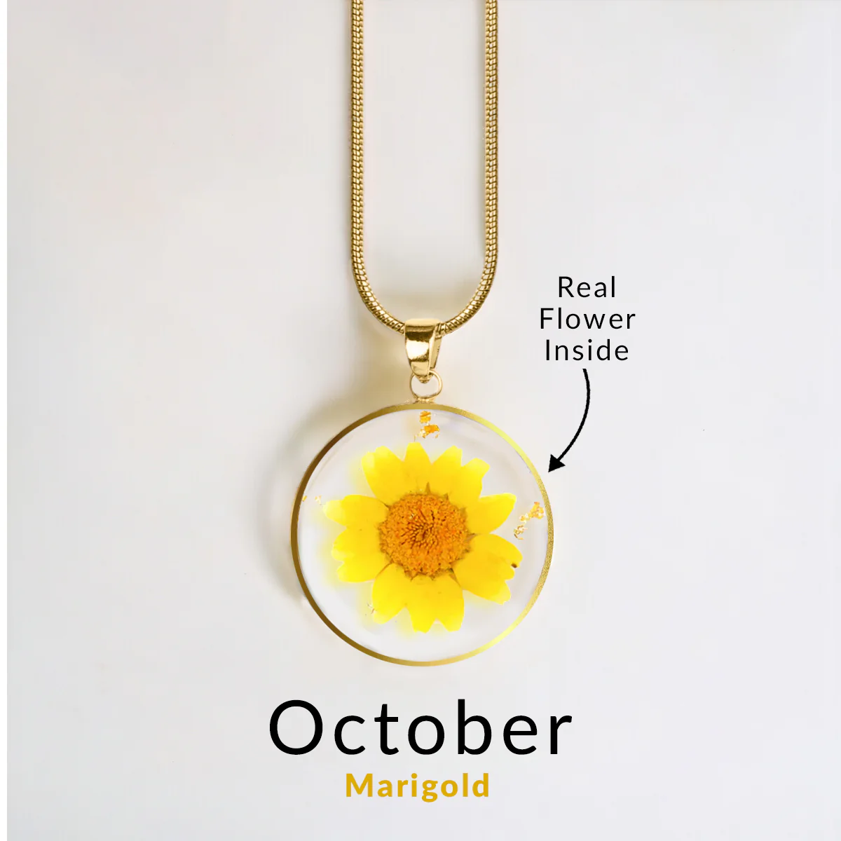 Pressed Birth Flower Necklace