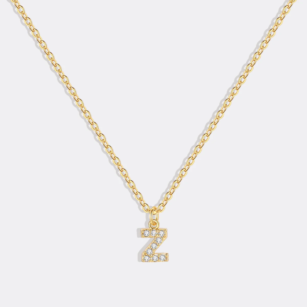 Gold Pavé Uppercase Initial Necklace