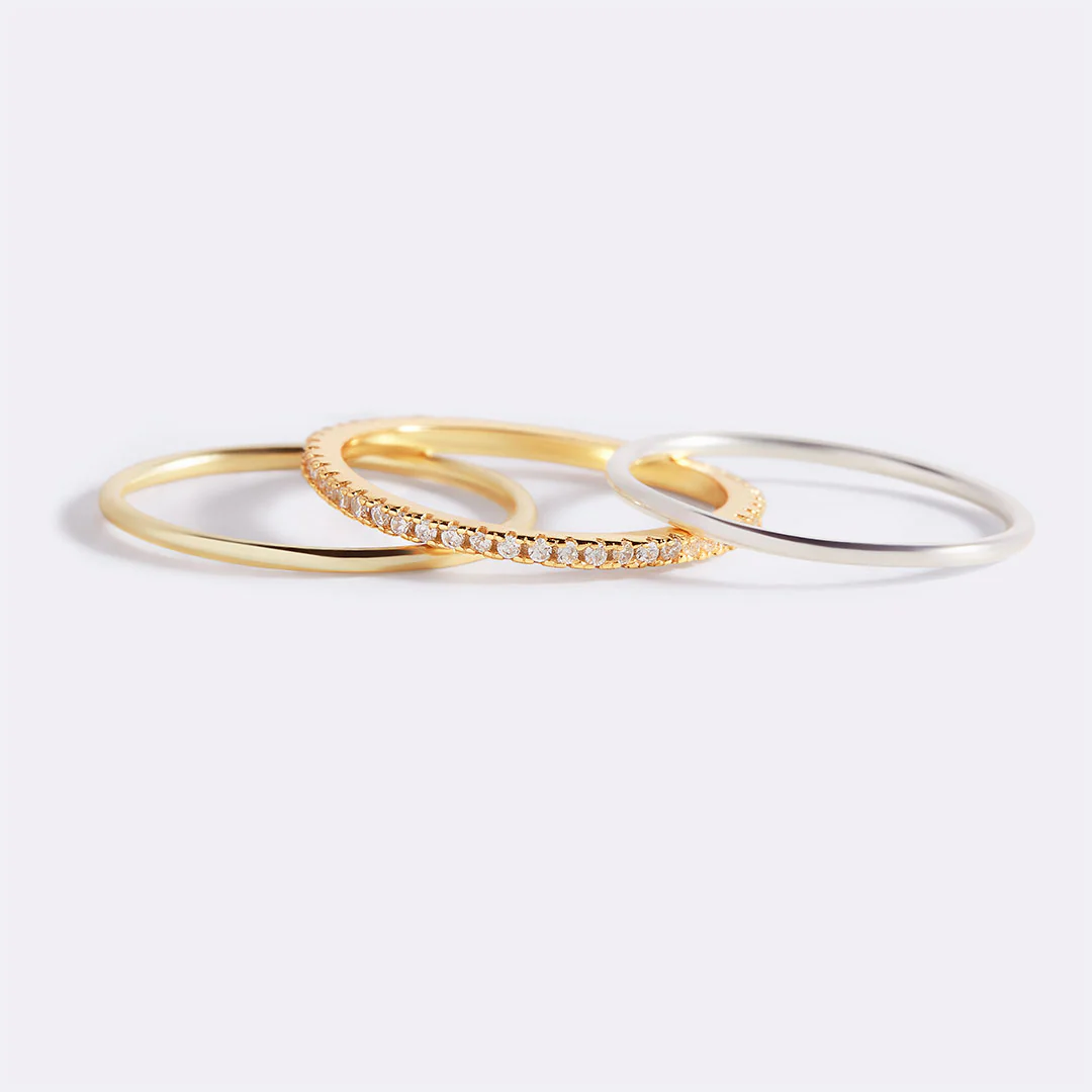 Gold and Silver Stacking Ring Set