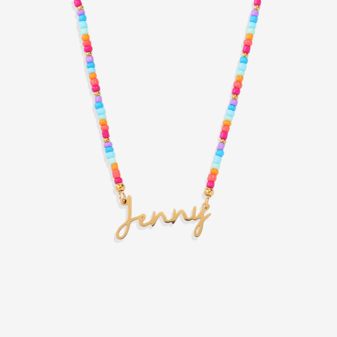 Beach Vibes Beaded Fairy Name Necklace