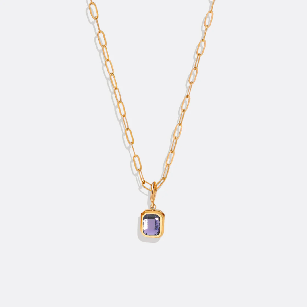 Baguette Birthstone Necklace