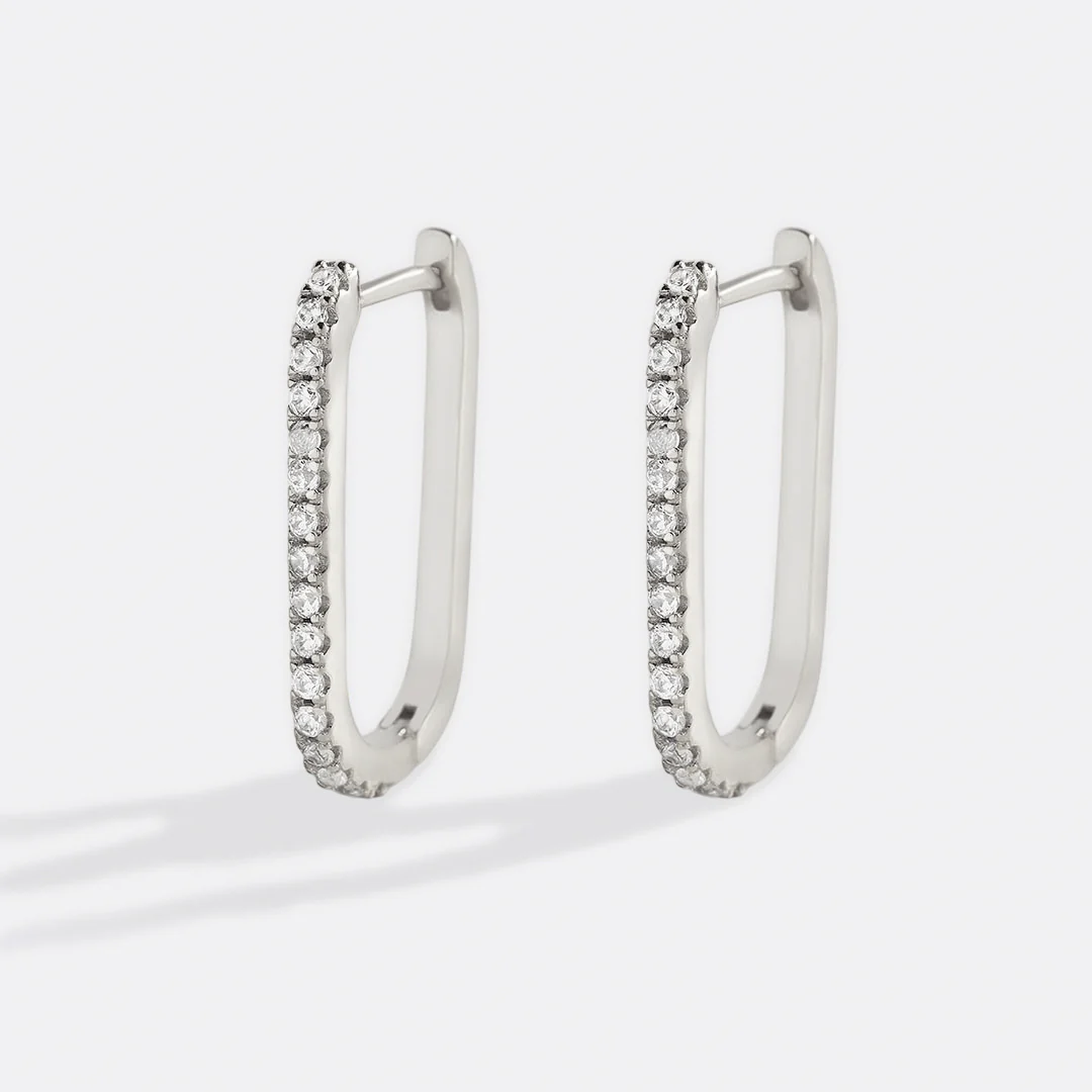 Square Pave Hoop Earrings