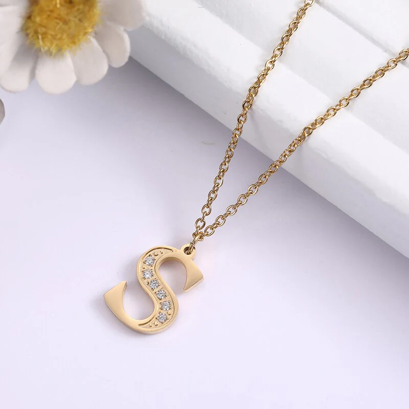 Crystal Accent Letter Satellite Necklace