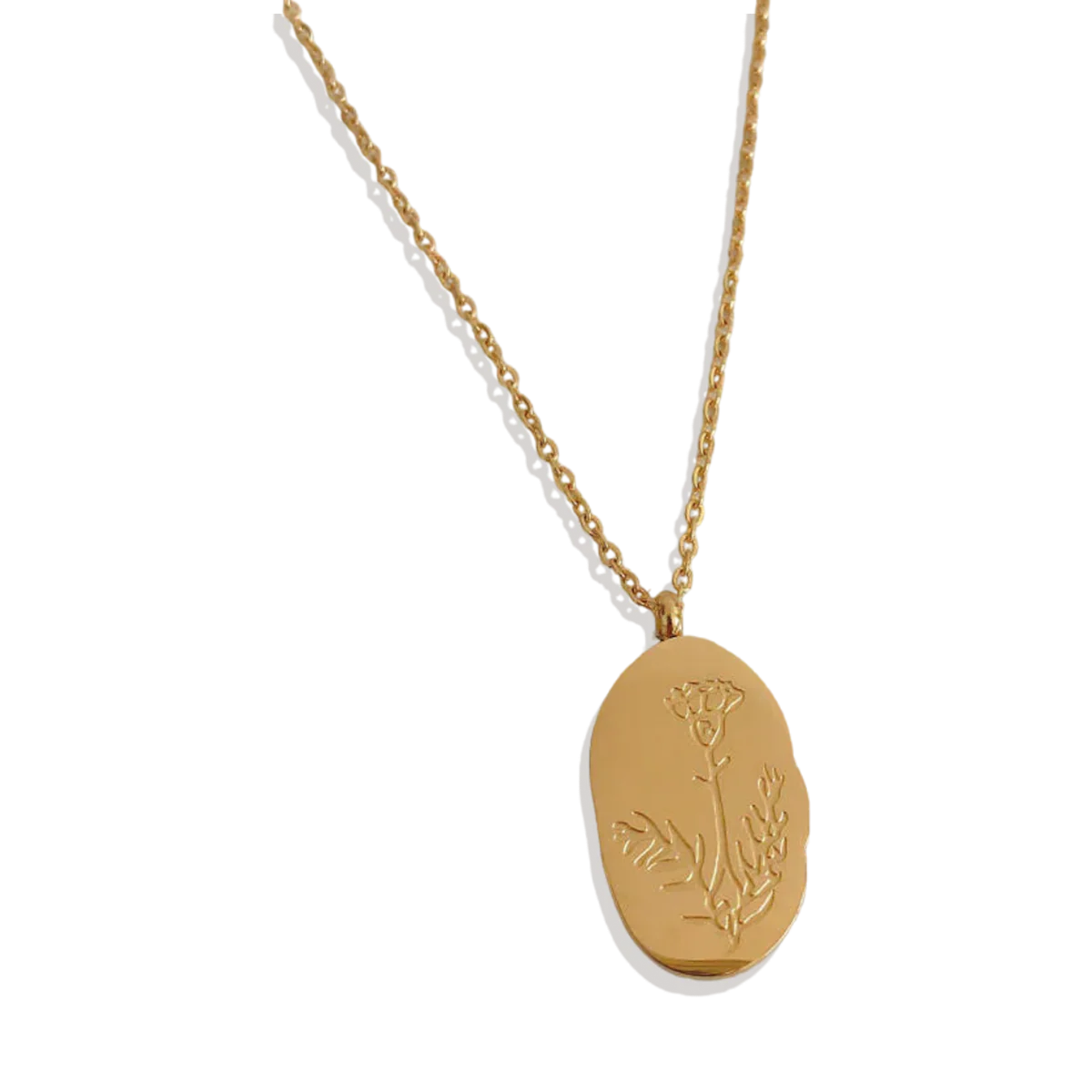 Gold Birth Flower Pendant Necklace