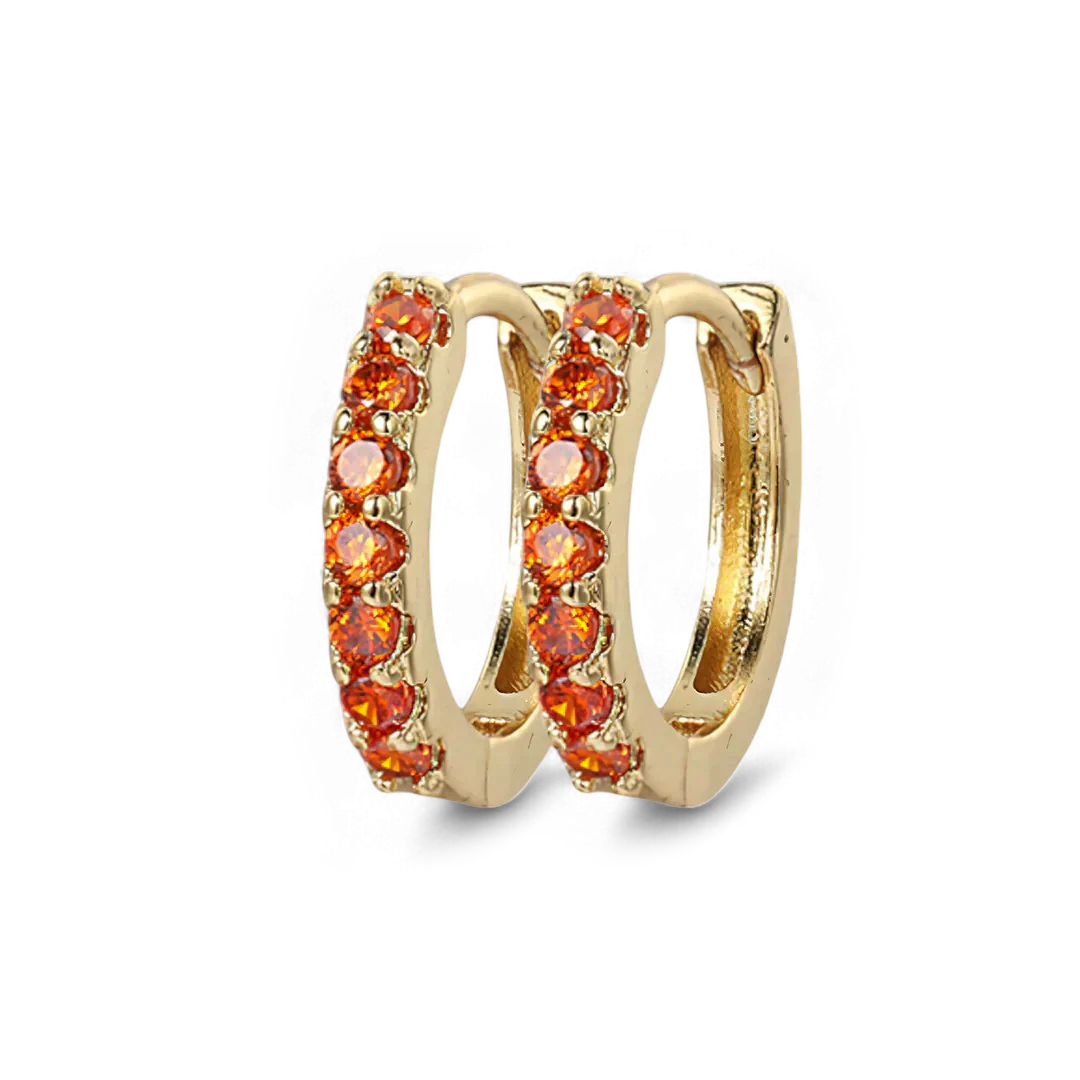 Gemstone Sleeper Huggie Hoop Earrings