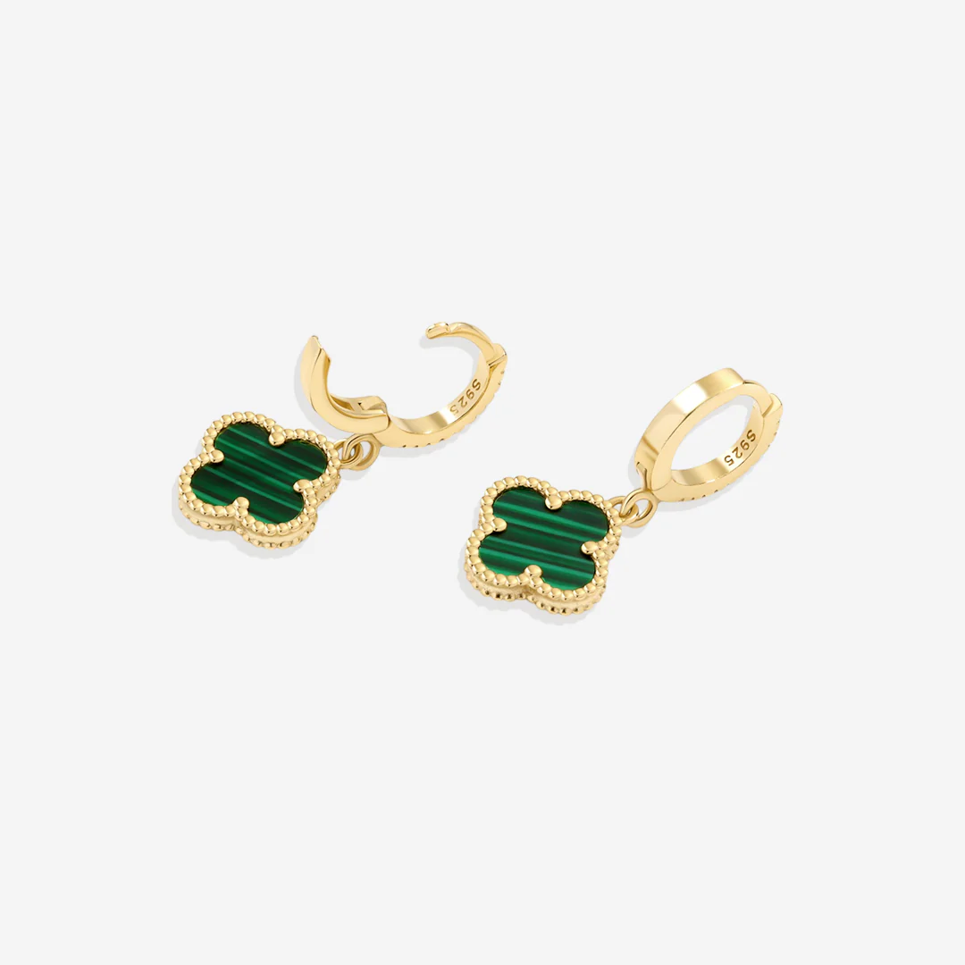 Pave Clover Drop Earrings