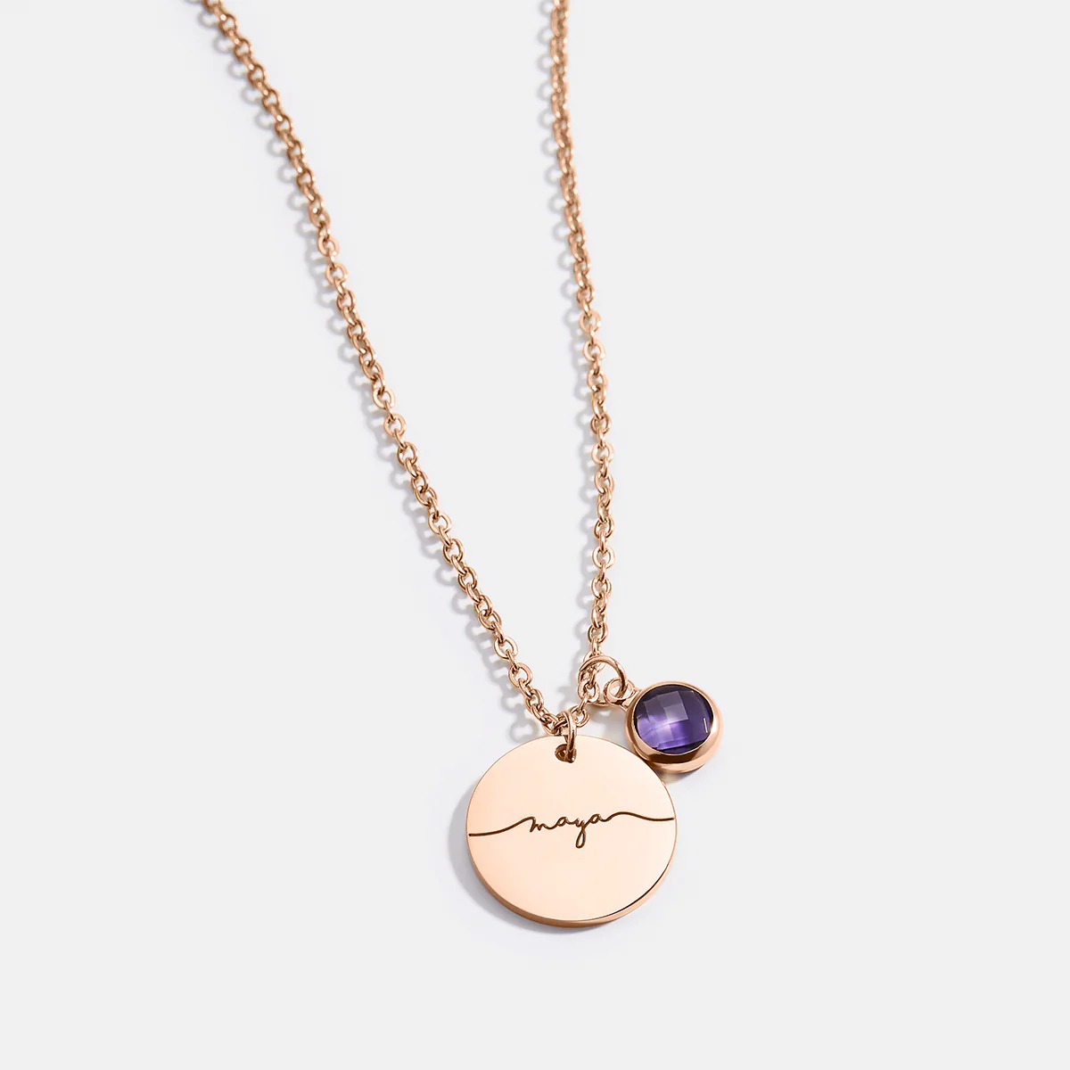 Monogram Script Birthstone Name Necklace