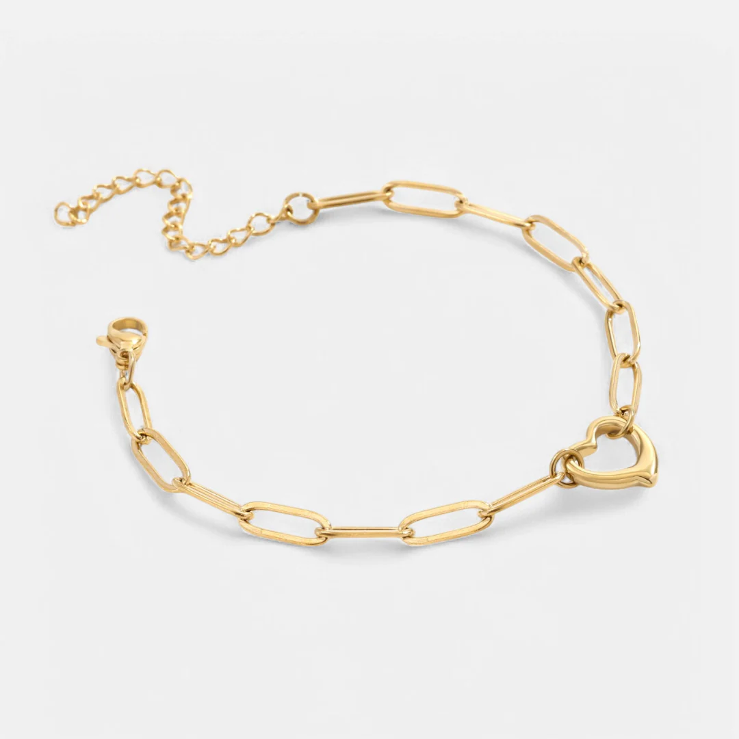 Open Heart Paperclip Chain Bracelet