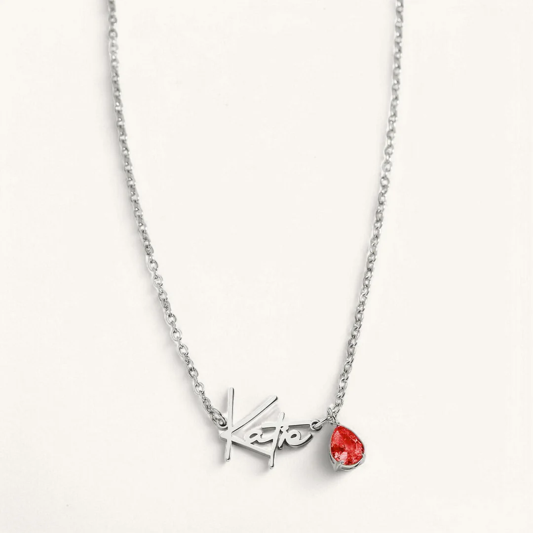 Handmade Birthstone Name Necklace
