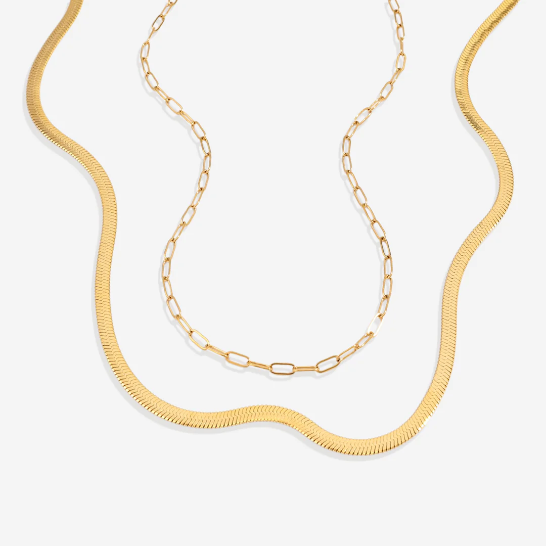 Herringbone & Paperclip Chain Set