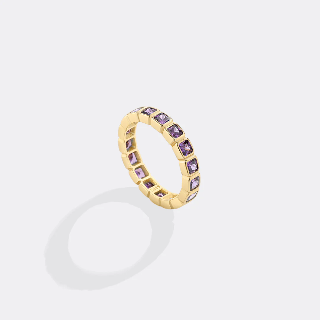 Asscher Cut Birthstone Eternity Ring