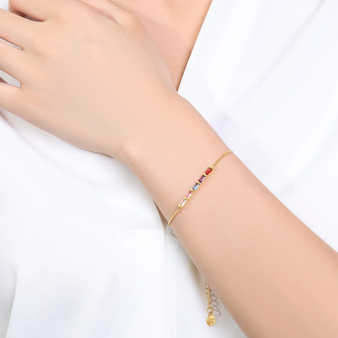 Dainty Baguette Birthstone Bracelet