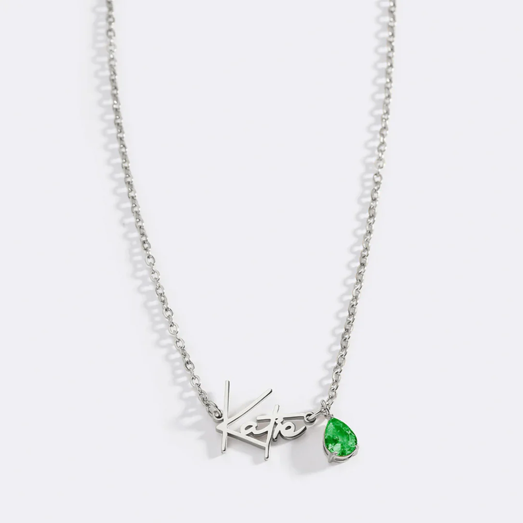 Handmade Birthstone Name Necklace