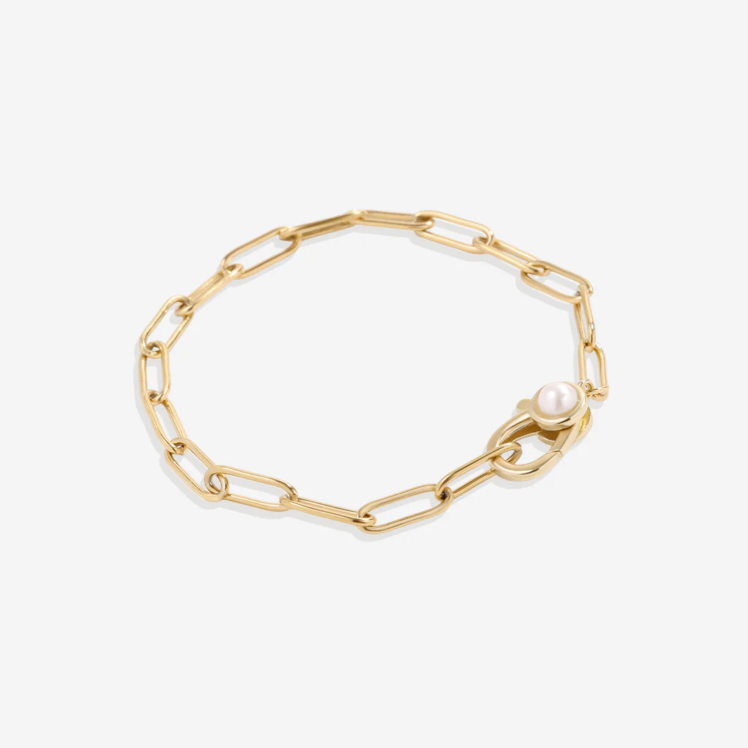 Paperclip Bracelet with Pearl Accent