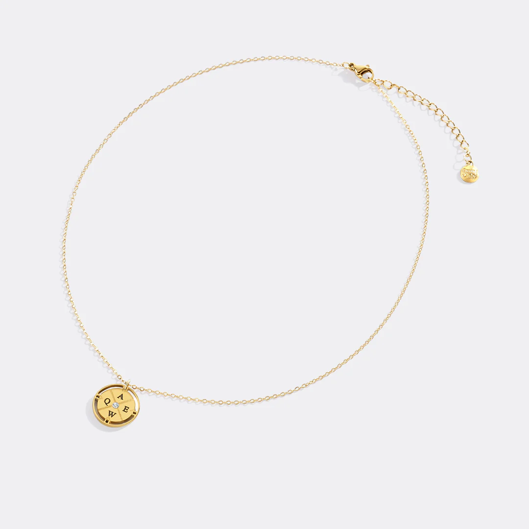 Personalized Mini Compass Pendant Necklace