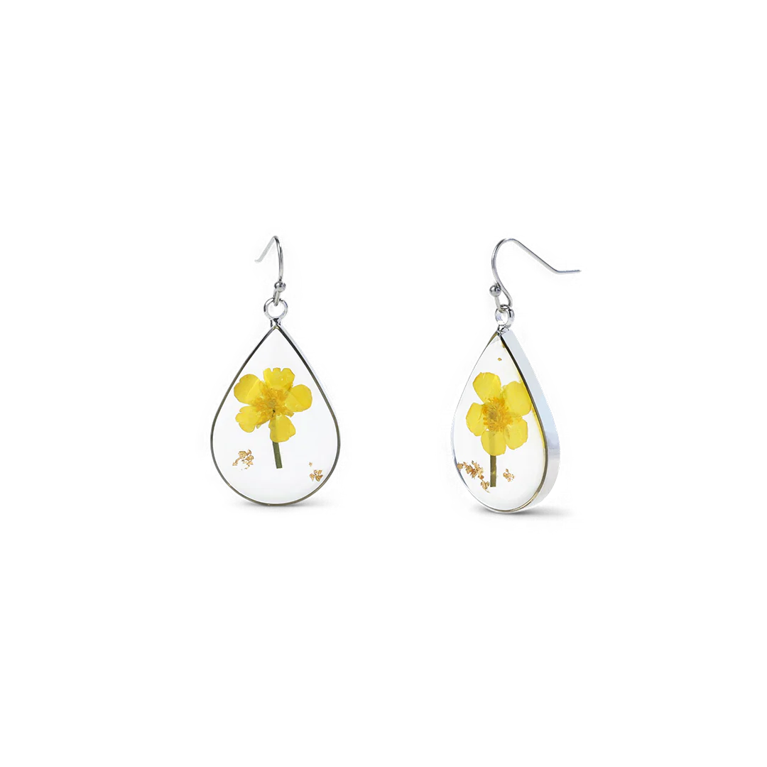 Pressed Birth Flower Earrings
