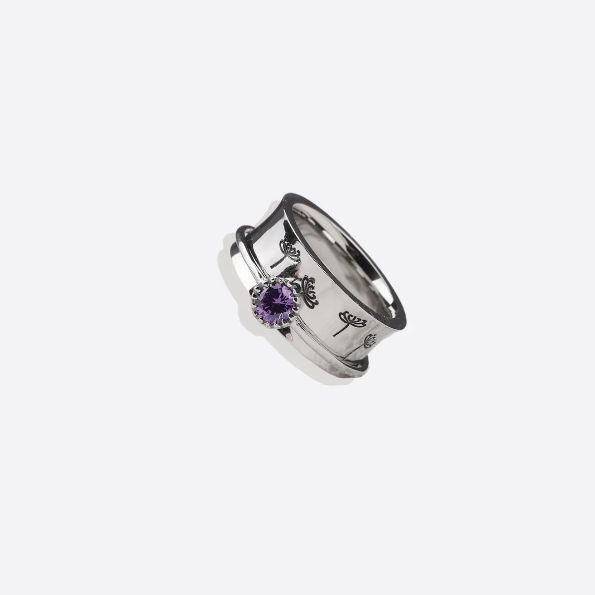 Silver Dandelion Birthstone Spinning Fidget Ring