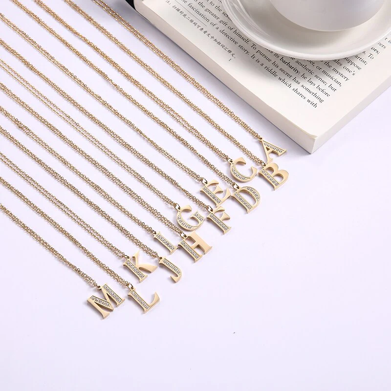 Crystal Accent Letter Satellite Necklace