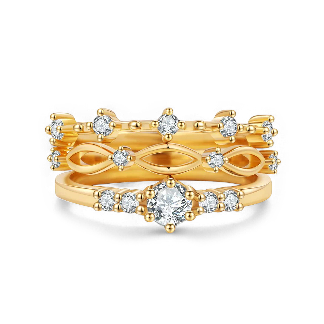 Braided Birthstone Stacking Ring Set