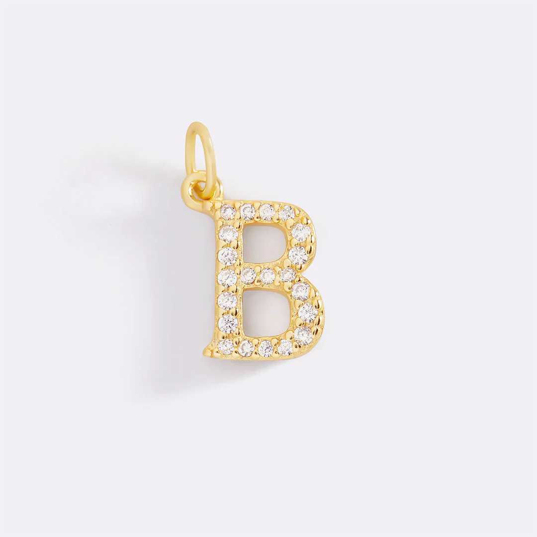 Dainty Pave Initial Charm