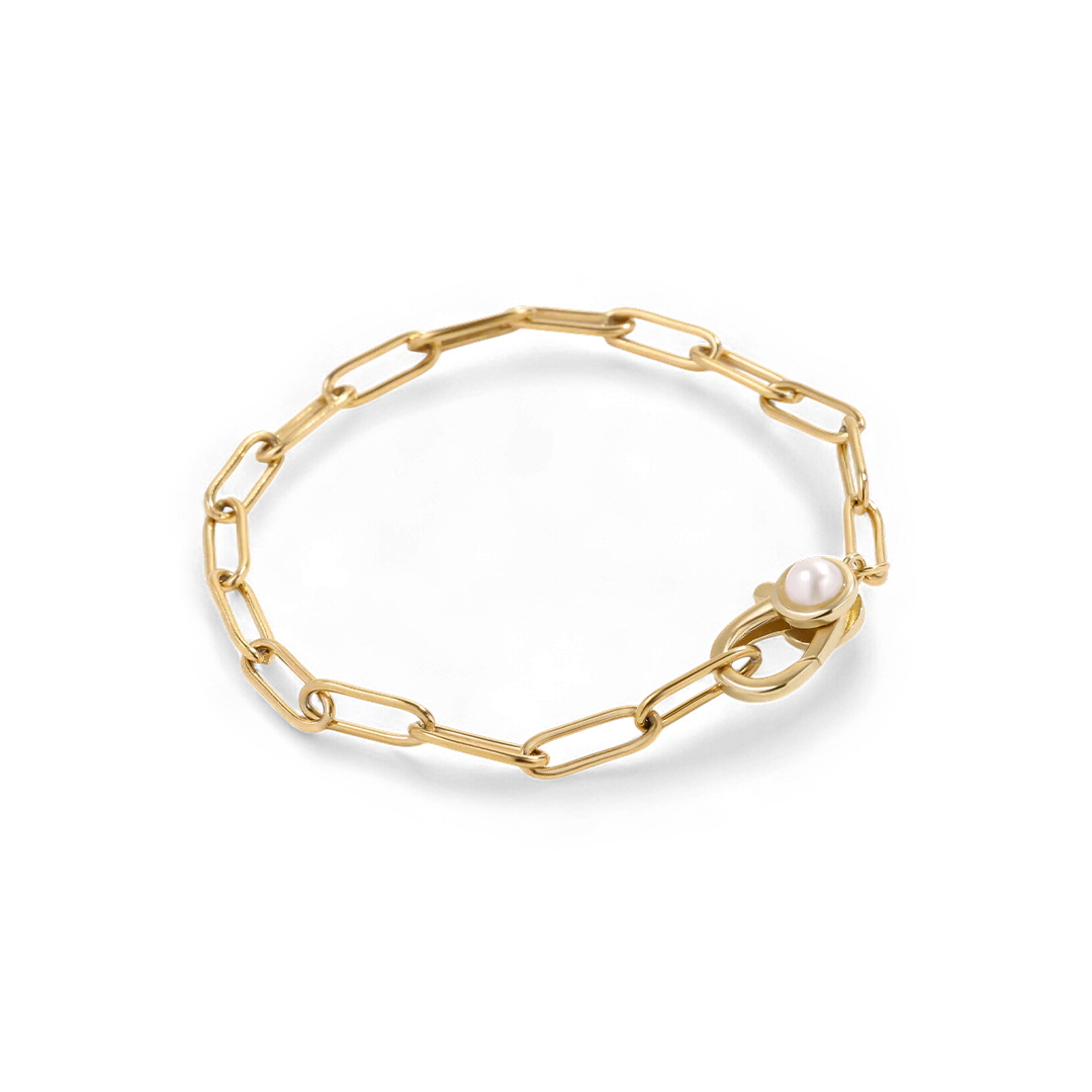 Paperclip Bracelet with Pearl Accent