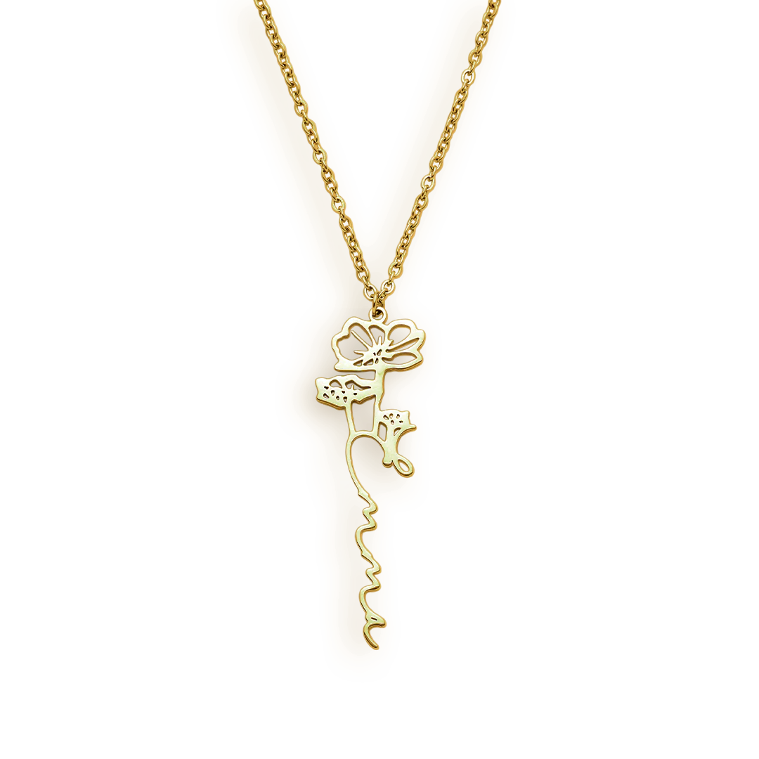 Birth Flower Name Necklace
