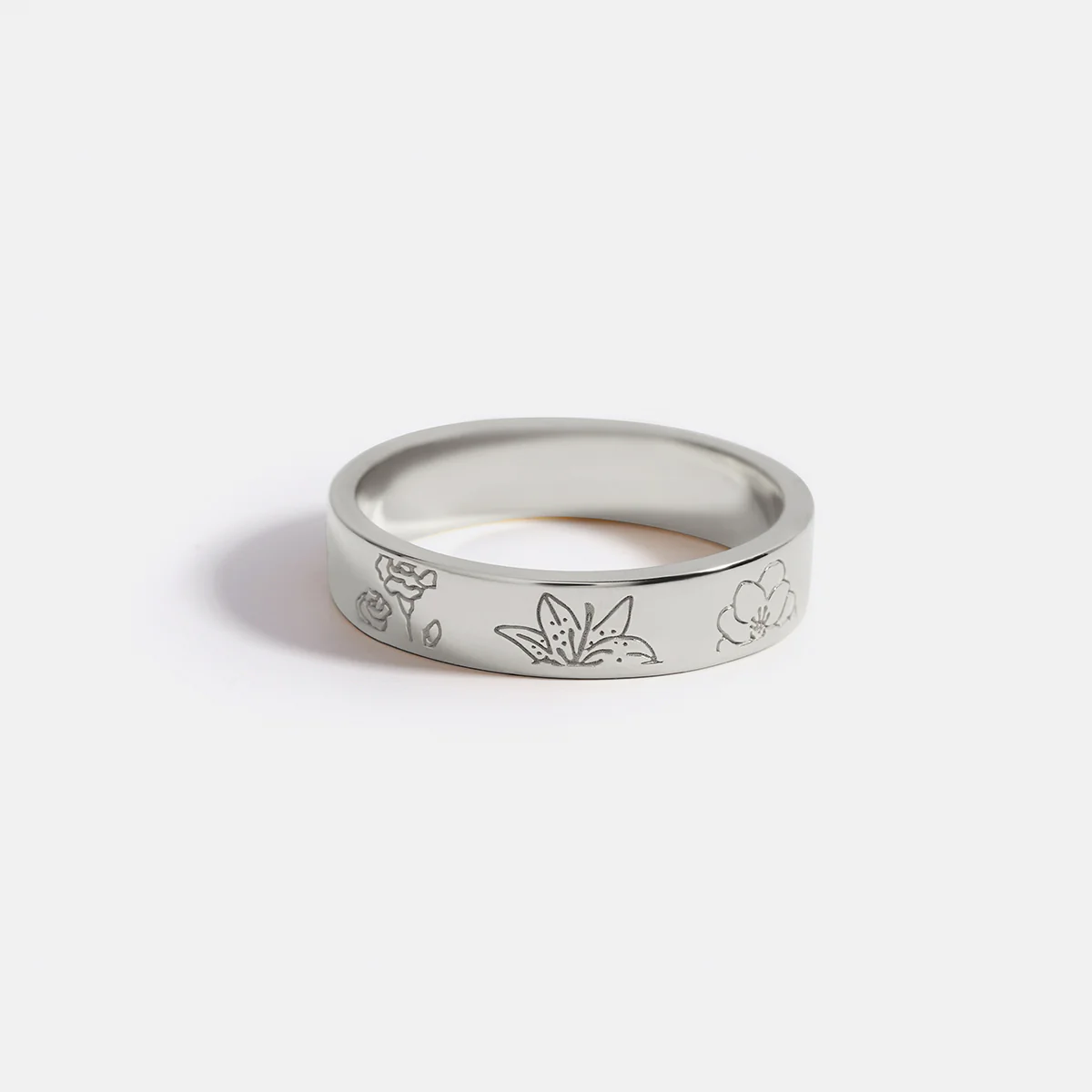 Personalized Stamped Flower Ring