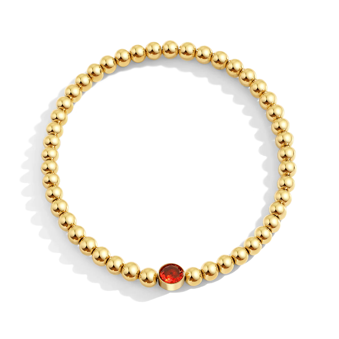 Gold Beaded Bubble Birthstone Bracelet