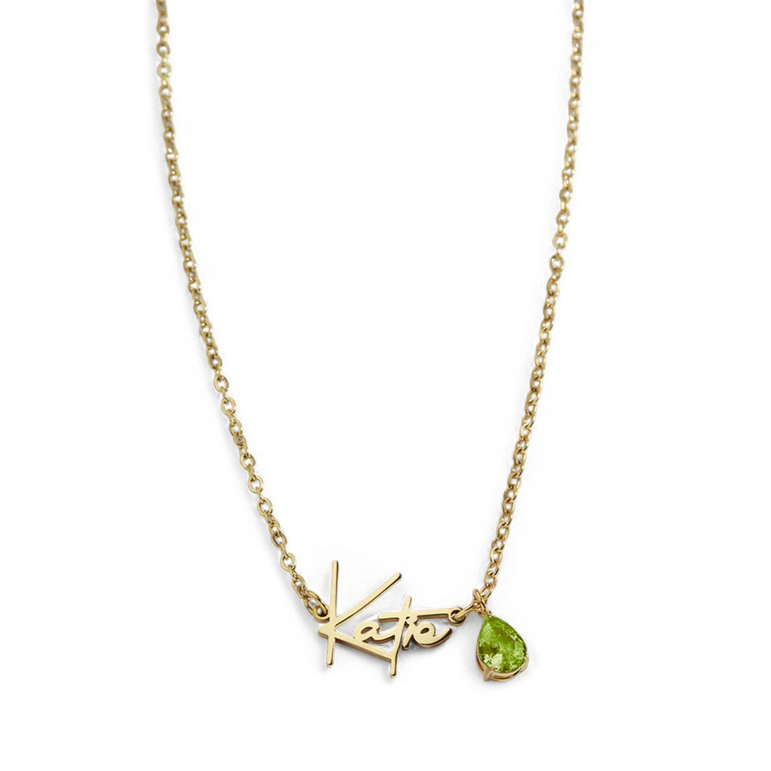 Handmade Birthstone Name Necklace