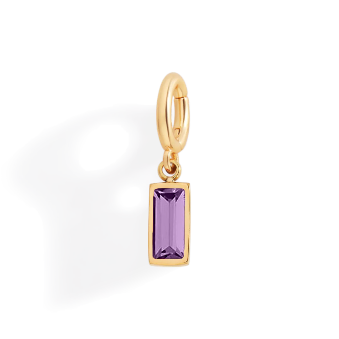Dainty Baguette Birthstone Charm