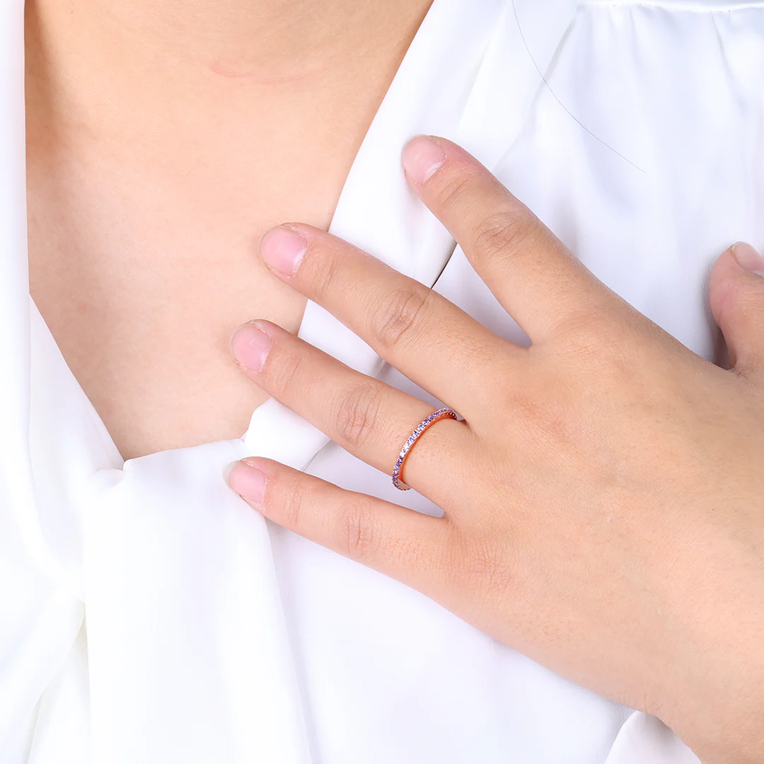 June Birthstone Eternity Stacking Ring